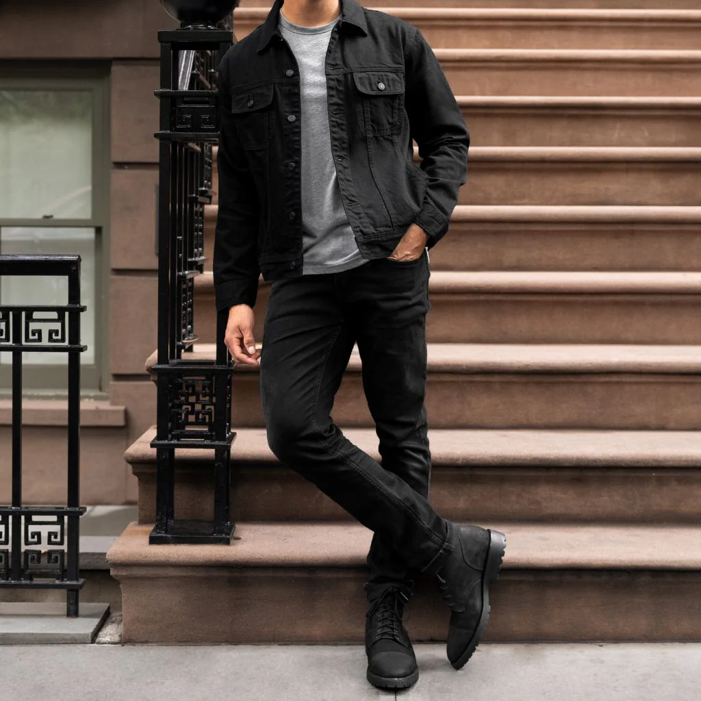 Denim Trucker Jacket | Pitch Black - Image 3