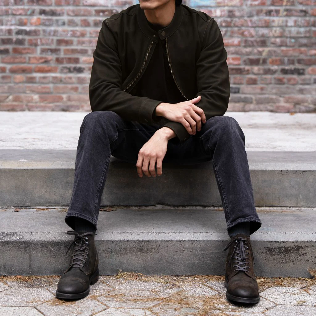 Racer Jacket | Dark Olive Suede - Image 3