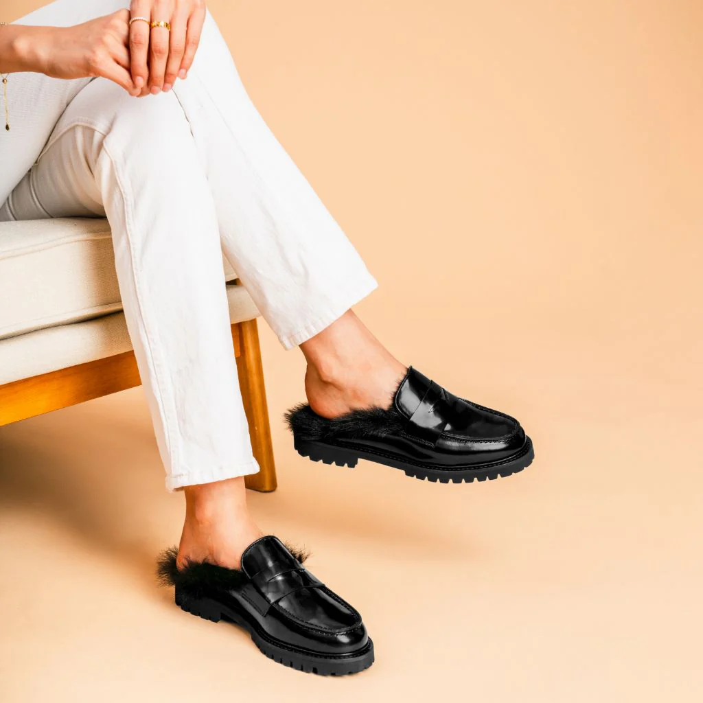 Penny Mule | Black Shearling - Image 8
