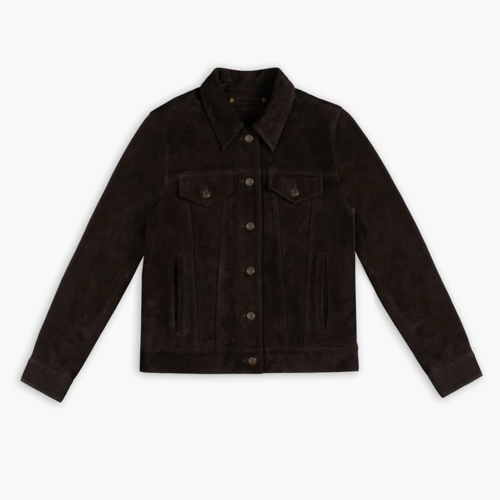 Suede Trucker Jacket | Chocolate - Image 4